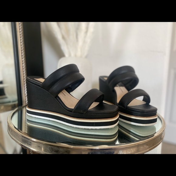 Dolce Vita Black Wedge Sandals shoes platforms Size 9 - Picture 4 of 6